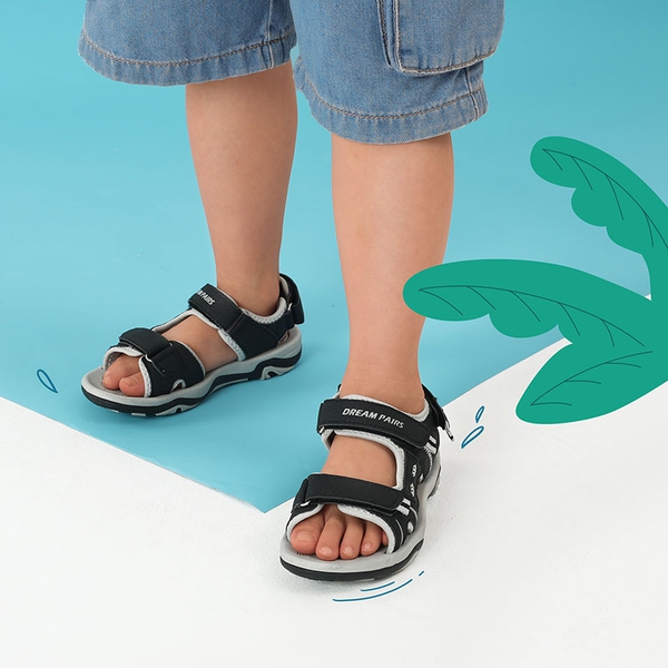 Boys And Girl Athletic Sandals - BLACK LIGHT GREY - 4